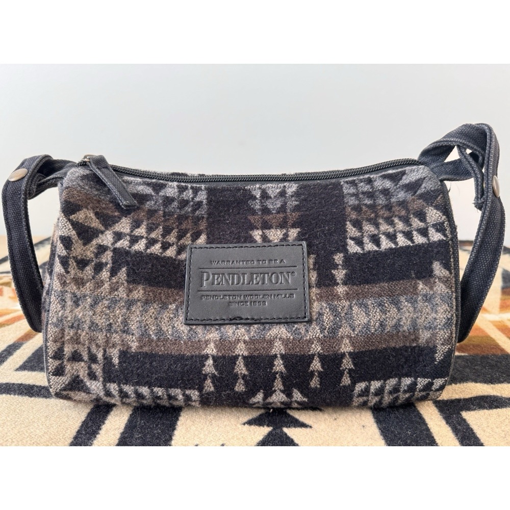 Pendleton Wool Crossbody Bag‎ Southwestern Brown Gray Zip Shoulder Purse